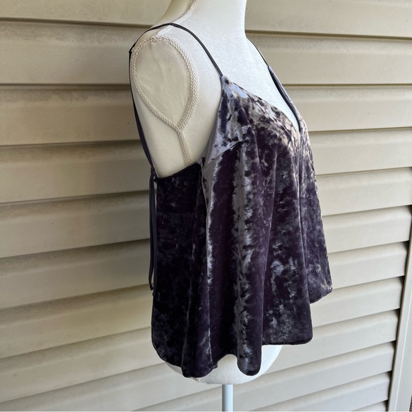 •Topshop• Silver/Grey Crushed Velvet Cropped Swing Top - Size 8 - Picture 4 of 11